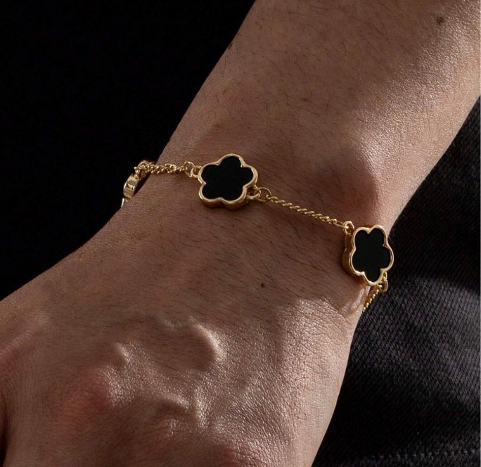 PULSERA DE CINCO HOJAS NEGRO "A MI HIJO" | SIEMPRE UNIDOS